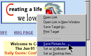 Picture of how to save a picture from an Internet page