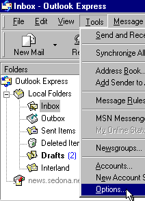 Picture of Outlook Express menu bar