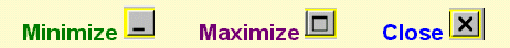 Minimize, maximize, and close buttons